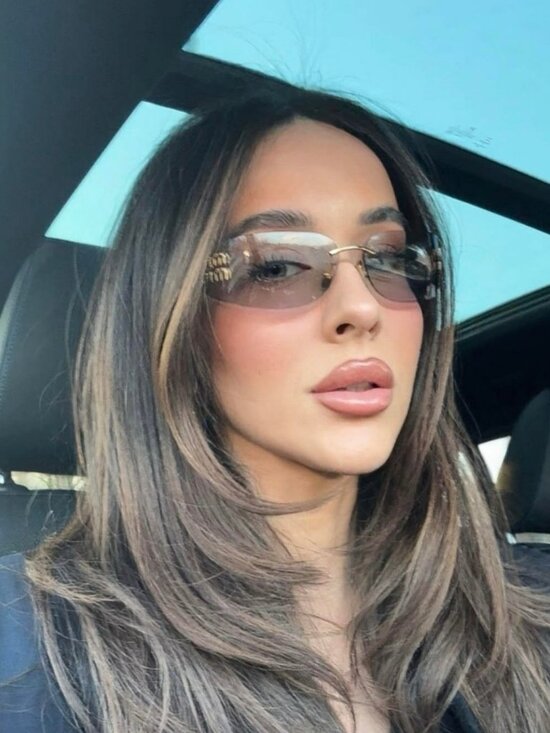 Miu Miu Women’s Sunglasses – Gold Grey Rectangle Rimless (MUA51S 5AK50K)